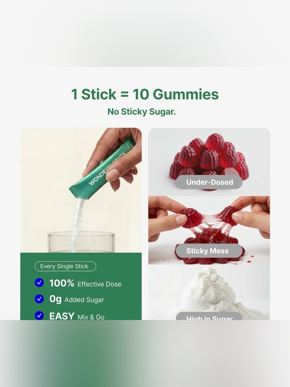 Green Dissolvable Stick - No Sugar Instant Mix